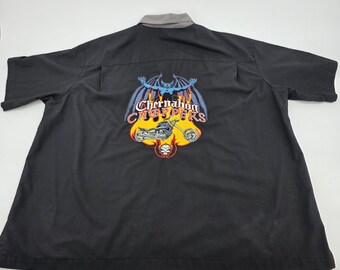 Vintage Disney Cherubim Choppers Bowling Shirt XXL Embroidered Y2K Biker Motorcycle Workwear Button Up