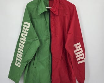 Vintage 1980s Lands’ End Nautical Sailing Jacket Port Starboard Colorblock Zip Coat Men’s Large