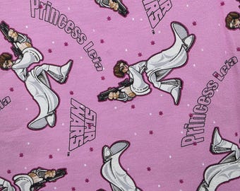 Star Wars Princess Leia Pink Flannel Fabric 42x42 HTF 2006 Licensed Rare Craft Quilt