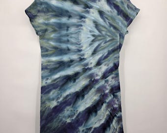 Upcycled T-Shirt Dress Medium Blooming Shibori Tie Ice Dye Festival Granola Boho Indie Hippie