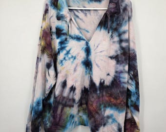 Hand Dyed Haven Sweatshirt Size XL One of a Kind Tie Dye Cozy Pullover