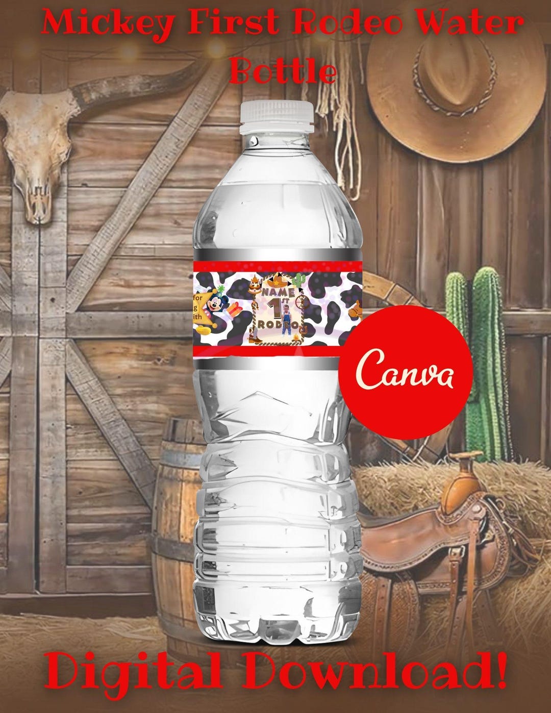 Mickey First Rodeo Water Bottle Labels | Digital Download - Etsy
