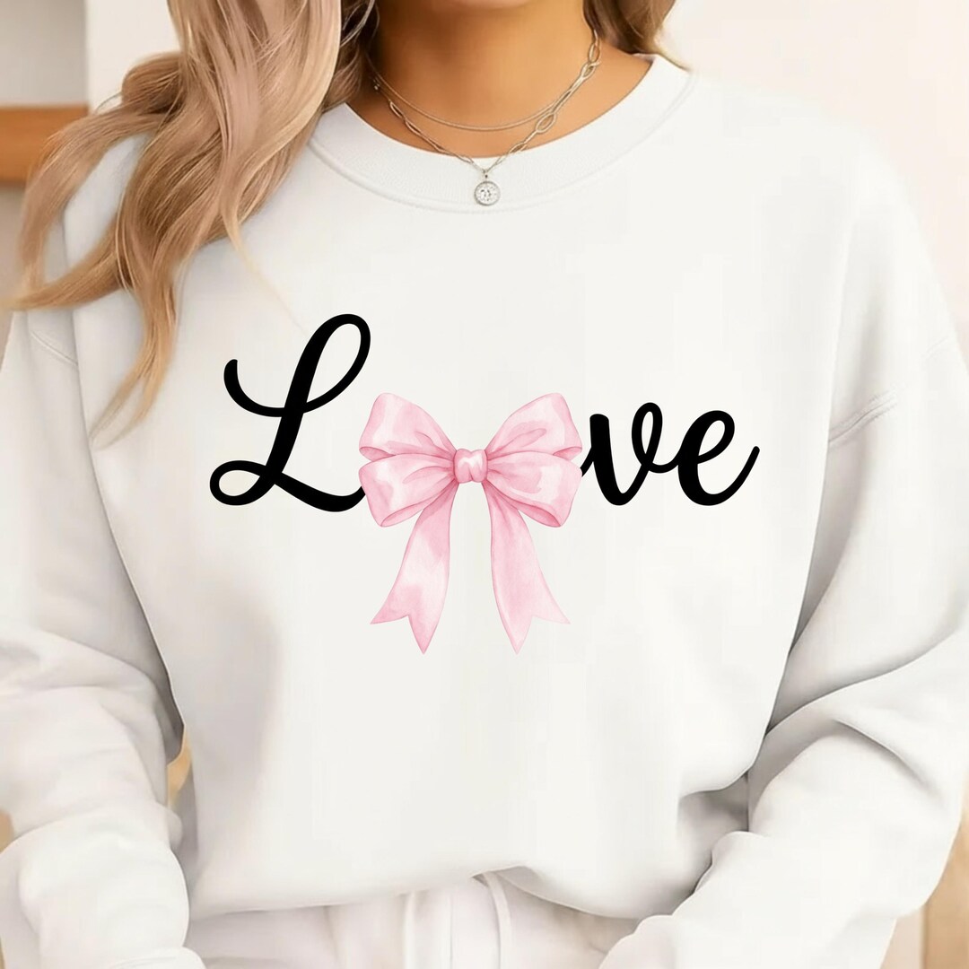 Valentines Day Love PNG With Bow and Hearts, Valentine Png, Coquette ...