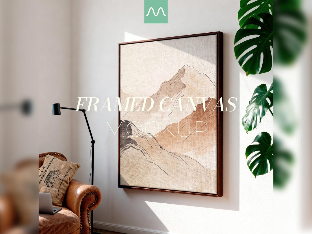 Framed Canvas Mockup | Expresso Floating Frame, Realistic Textured ...