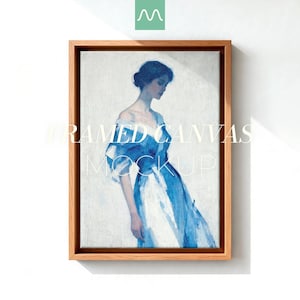 Eenvoudig canvasmodel | Eikenhouten zwevende lijst close-up, verticaal DIN A 2 x 3 3 x 4 4 x 5 5 x 7, Minimal Wall Art-display (PSD)