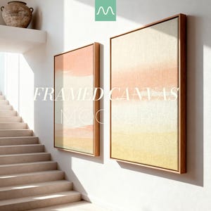 Maqueta de dos lienzos enmarcados / Marco flotante vertical de 2x3, juego de 2 marcos, paquete de exhibición de arte de pared (PSD)