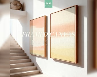 Maqueta de dos lienzos enmarcados / Marco flotante vertical de 2x3, juego de 2 marcos, paquete de exhibición de arte de pared (PSD)