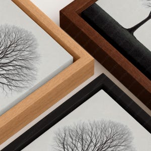 Framed Canvas Mockup Close Up | Black Natural & Dark Wood Floating Frames, Realistic Cotton Texture (PSD) image 6