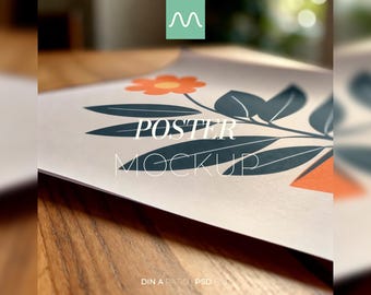 Poster Mockup Close Up, Vertical DIN A, Realistic Texture, Smart Object, PSD Photoshop