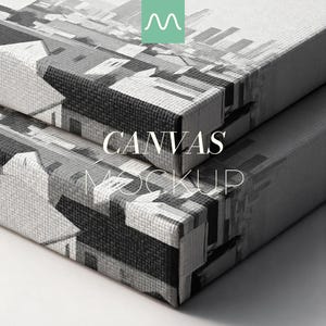 Set med 2 canvasmodeller, närbild | Två storlekar smal tjock canvasmodell, realistisk texturerad, väggkonstmall, PSD för Photoshop och Photopea