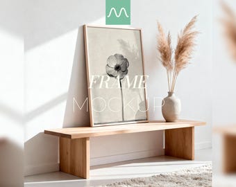 Wood Frame Mockup | Vertical DIN A Ratio, Scandinavian Style, PSD Poster Mockup