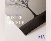Poster Mockup Close Up Realistic Texture DIN A Ratio Minimal Interior High Quality PSD Wall Art Artwork Photoshop Photopea Template