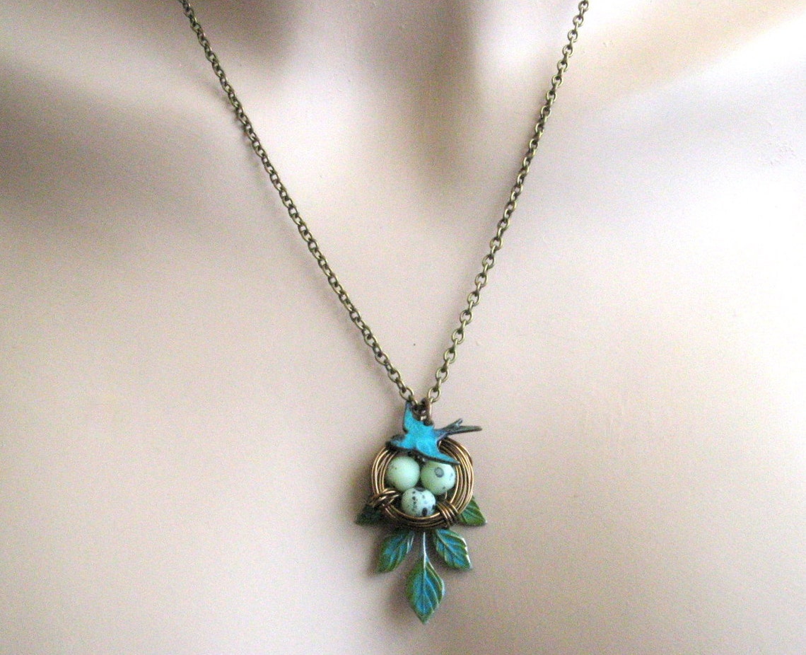 Nest necklace bird egg necklace Mother gift Grandma Etsy
