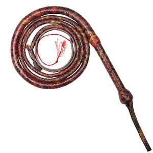 Handmade Bull Whip 4ft to 16ft Premium Cowhide Leather 16 Plait Braided Overlay Heavy Duty Equestrian Whip with Leather Belly & Bolster
