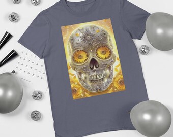 Camiseta con diseño de calavera: Camiseta con colores cómodos y teñida en prenda