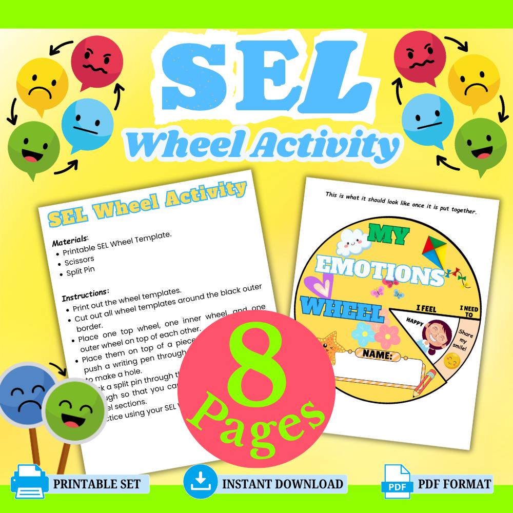 Sel Rueda Rueda de emociones SEL imprimible / Tabla de sentimientos para niños ...