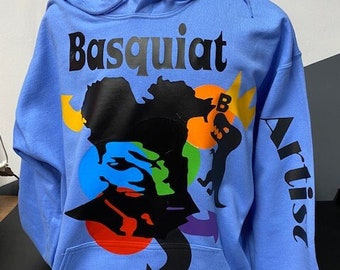 basquiat hoodie sweatshirt blue fleece artist  XL