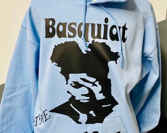 basquiat hoodie sweatshirt blue black fleece artist  2X