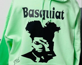 basquiat hoodie sweatshirt green black fleece artist  2X