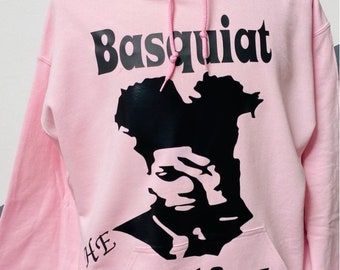 basquiat hoodie sweatshirt pink black fleece artist  XL