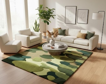 Nature Inspired Wool Rug – Hand Tufted Modern Landscape Nursery Rug for Kids Room