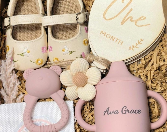 Featured listing image: Pretty in Pink Baby Milestones Box