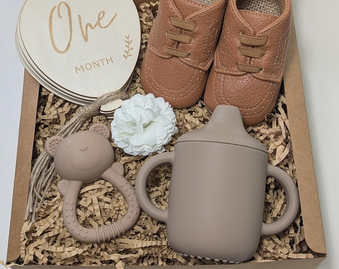 Featured listing image: Baby Beige/Brown Baby milestones Gift Box.