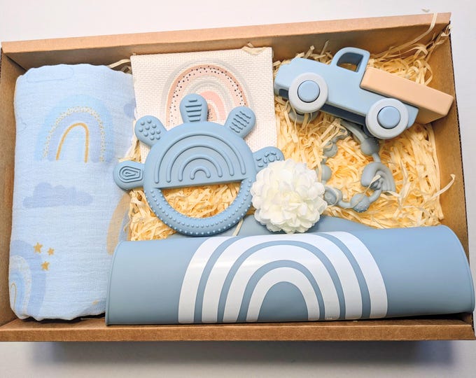 Blue Rainbow, Baby Boy Gift Box | Newborn Gift Set | Baby shower Gift |