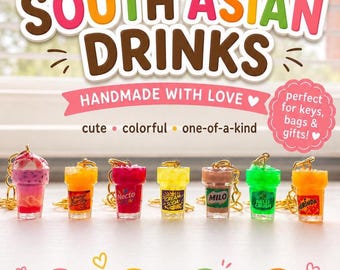 Mini South Asian Drinks Keychain Set | Falooda, Necto, Milo, Mirinda Charms