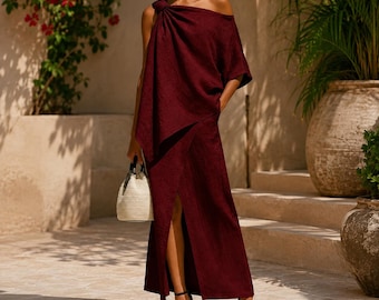 Women's Off Shoulder Matching Set Wide Leg Pants Polyester Casual Vacation Resort Outfit Elegant
