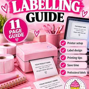 Guia de Etiquetagem para Impressora Térmica para Padeiros | Tutorial de Etiquetagem para Envio Postal de Produtos Assados ​​| Download Digital Ilustrado Passo a Passo