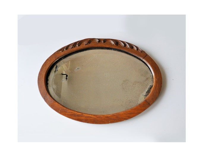 antique oval mirror wood frame