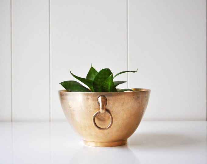 Vintage Brass Planter With Ring Handles Etsy