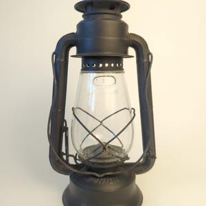 Vintage Dietz No. 20 Black Junior Lantern Lamp with Glass Dietz Globe