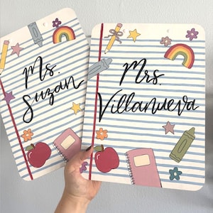 Personalized Teacher Clipboard | Hand Painted School Supplies Design | Custom Teacher Gift