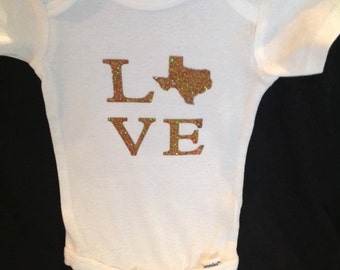 Texas size love custom baby onesie