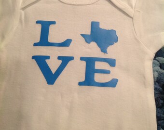 Love Texas baby onesie