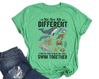 Inclusive Ocean Animals T-Shirt: Teacher Back to School Tee