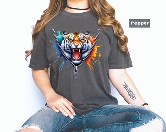 Vintage Roaring Tiger T-Shirt: Comfort Colors Retro Graphic Tee