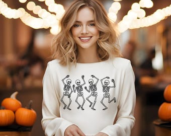 Dancing Skeletons Halloween Sweatshirt: Funny Party Apparel