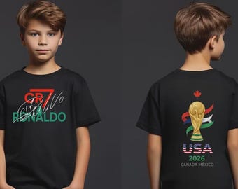 CR7 Ronaldo Kids Soccer Shirt World Cup 2026 USA Youth Football T Shirt
