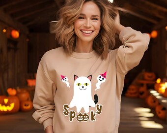 Ghost Halloween Sweatshirt, Cute Ghost Shirt, Funny Spooky Season Sweatshirt, Women Halloween Crewneck, Cute Halloween Ghost Gift