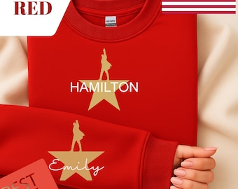 Personalized Hamilton Musical Sweatshirt – Name on Sleeve Hoodie | Broadway Theatre Merch - Broadway Gifts
