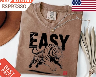 Comfort Colors Easy Tiger T-Shirt: Vintage Retro Graphic Tee