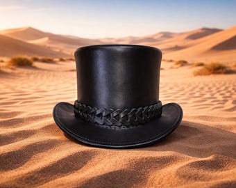 Black Wool Top Hat Classic Victorian Steampunk Style Handmade Formal Hat