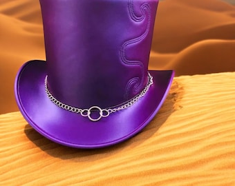 Handmade Purple Leather Top Hat Steampunk Gothic Victorian Style