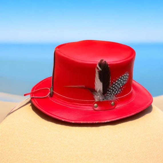 Vibrant Red Feathered top Hat Mini Top Hat Red Feather Fascinator Cocktail at Amazon  main image 2