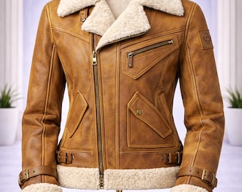 Women’s Brown Faux Shearling Coat | Oversized Winter Jacket with White Fur Lining