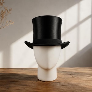 Sombrero de copa de seda negra estilo victoriano steampunk gótico para traje formal