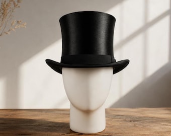 Black Silk Top Hat Victorian Steampunk Gothic Formal Costume Hat